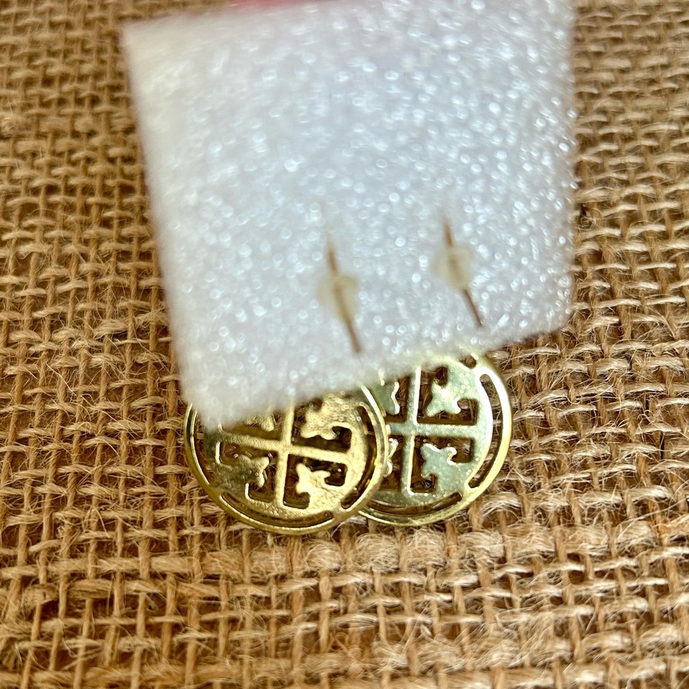 Gold Tone Round Dangling Earrings - Picture 4 of 5